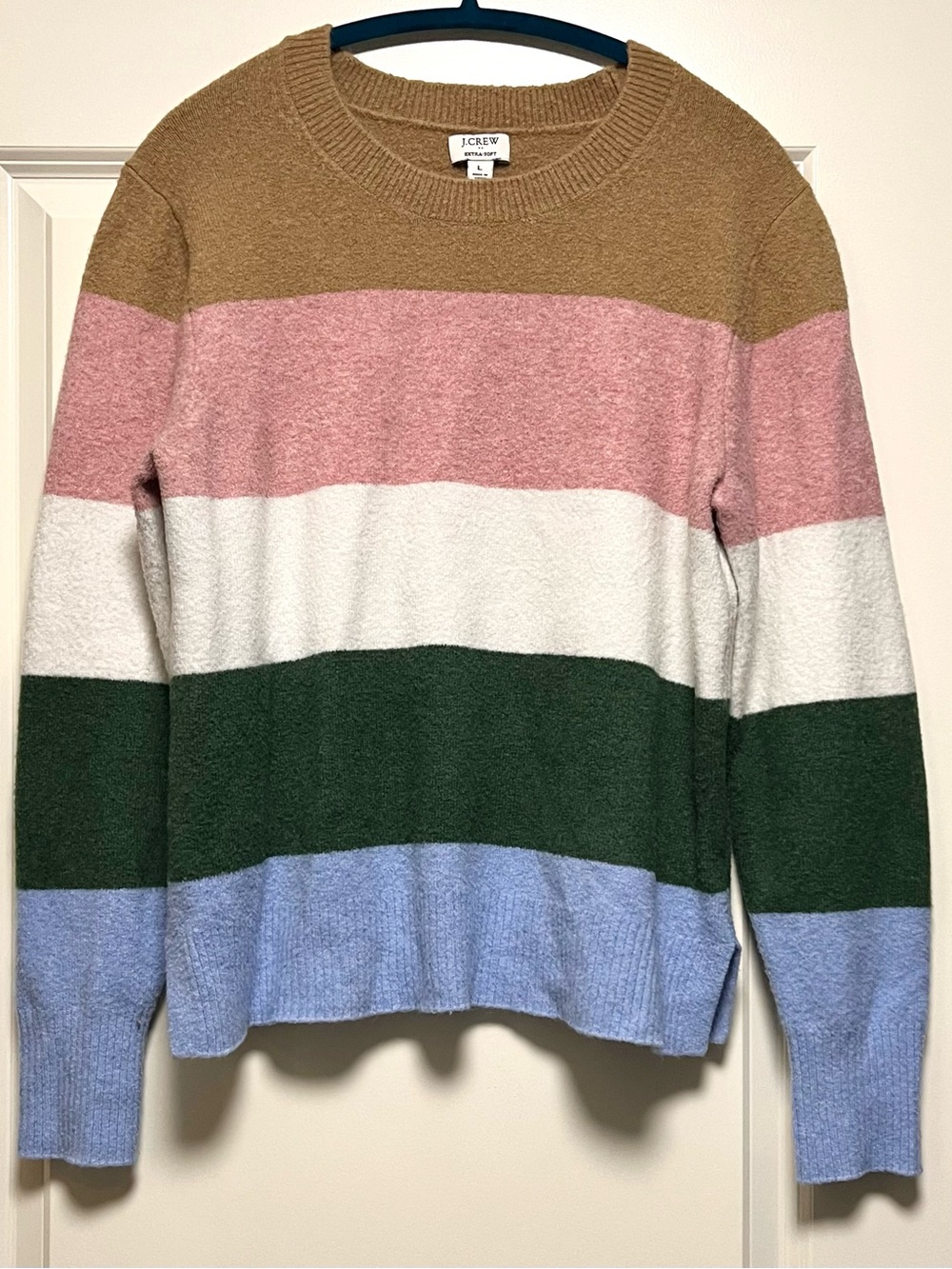 J Crew Striped Crewneck Sweater in Extra Soft Yarn Cozy Pullover Colorblock L